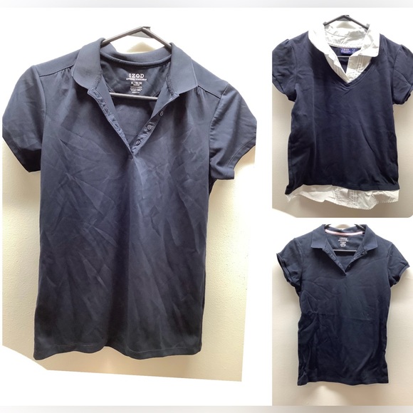 Izod Girls Size XL/18 Dark Blue Uniform Top Bundle 3pcs. Preloved - Picture 1 of 13